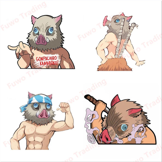Demon Slayer Inosuke Boar Head Stickers – Unique Anime Car Accessories