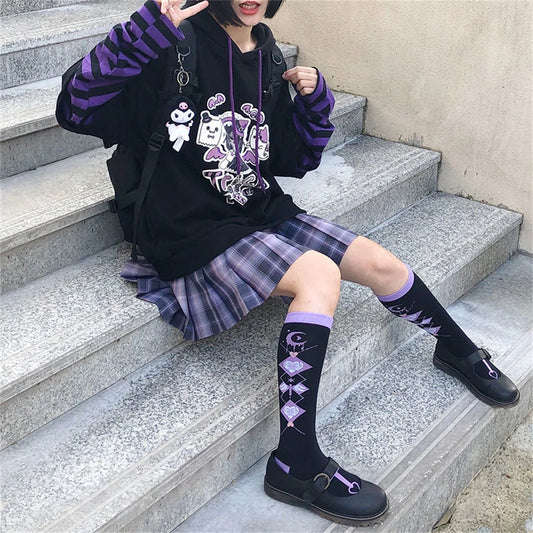 Kawaii Harajuku Trick or Treat Oversized Hoodie – Gothic Pastel Aesthetic