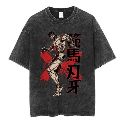 Vintage Washed T Shirt Baki The Grappler T-shirt