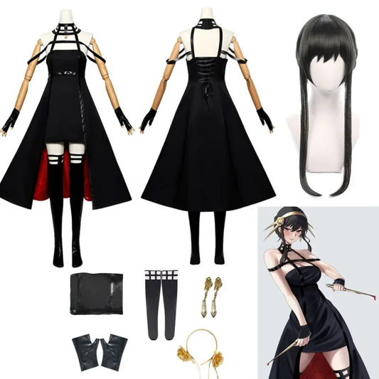 Spy X Family Yor Forger Cosplay Costume Dress Suit Black Red Skirt Set - Tokyowai