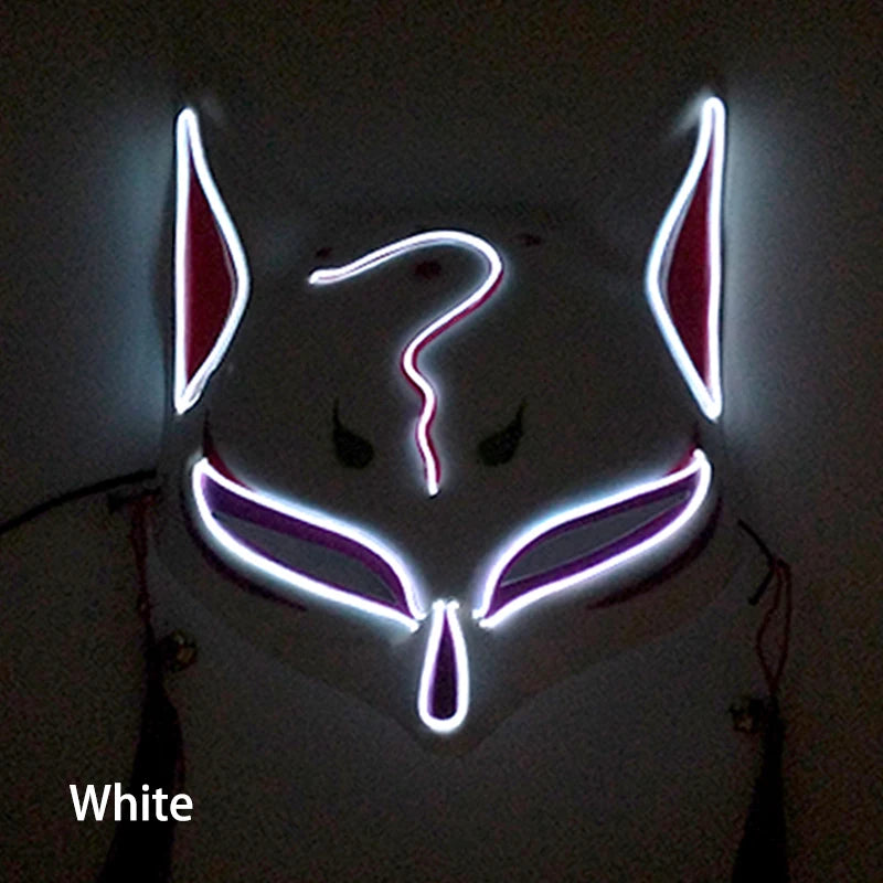 LED Neon Fox Mask – Light-Up Cosplay Mask with Multi-Flash Modes