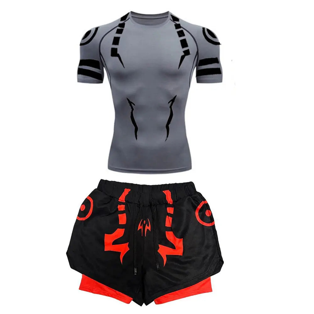 Jujutsu Kaisen Compression Set Fitness Suit for Men Quick Dry - Tokyowai