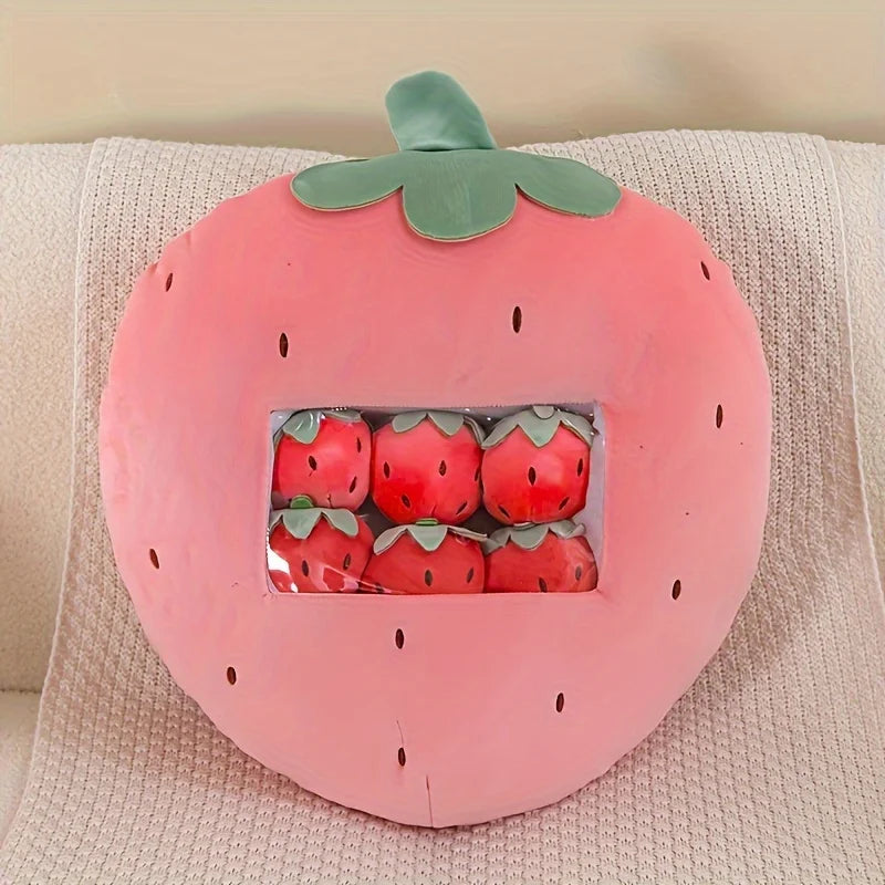 Pudding Cute Fruit & Animal Plush Pillow with Mini Plush Balls - Tokyowai