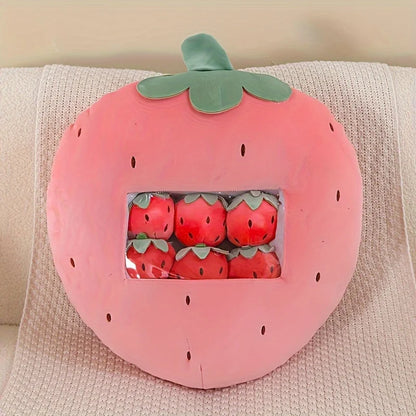 Pudding Cute Fruit & Animal Plush Pillow with Mini Plush Balls - Tokyowai