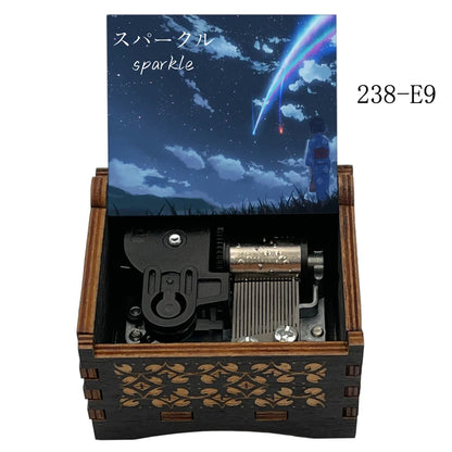 Your Name “Sparkle” Wooden Music Box – Hand-Cranked Collectible