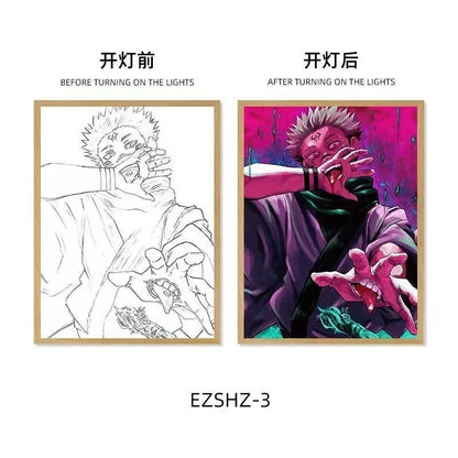 Jujutsu Kaisen LED Light Art Frame - Transforming Glow-in-the-Dark Art Piece - Tokyowai