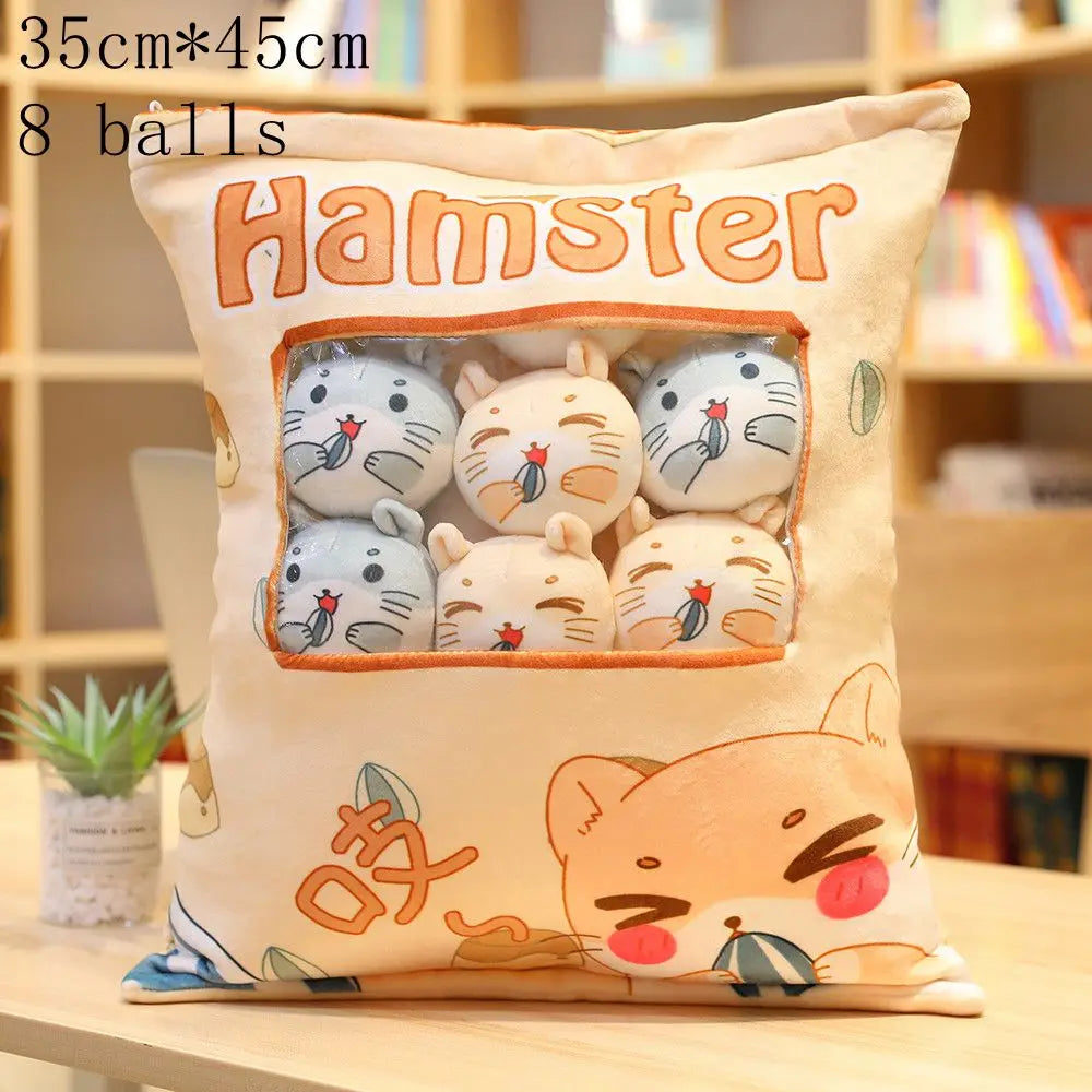 Pudding Adorable Plush Pillow Bag with Mini Animal Plushies – Perfect for Cuddling & Decor - Tokyowai