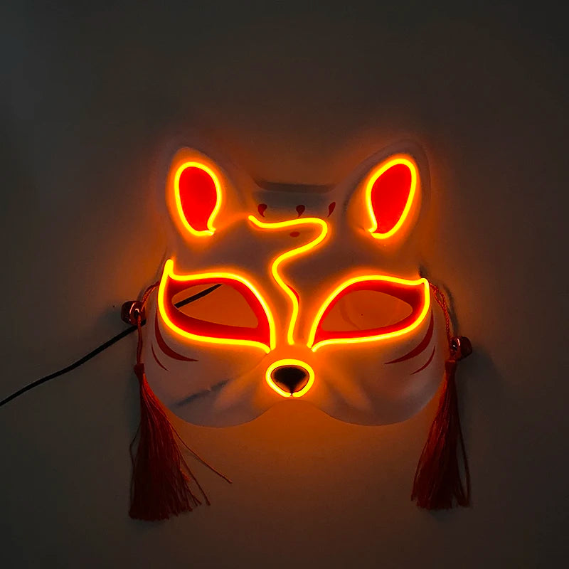 LED Neon Fox Mask – Light-Up Cosplay Mask with Multi-Flash Modes