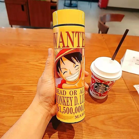 One Piece Stainless Steel Smart Thermos Bottle – Luffy & Zoro Variants (500ml)