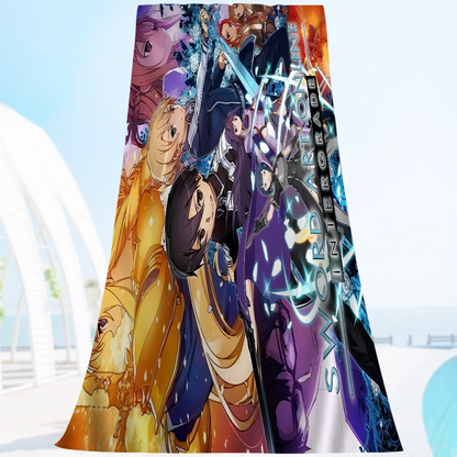 Sword Art Online Kirito Asuna Bath Towel Microfiber Soft Water Absorbing