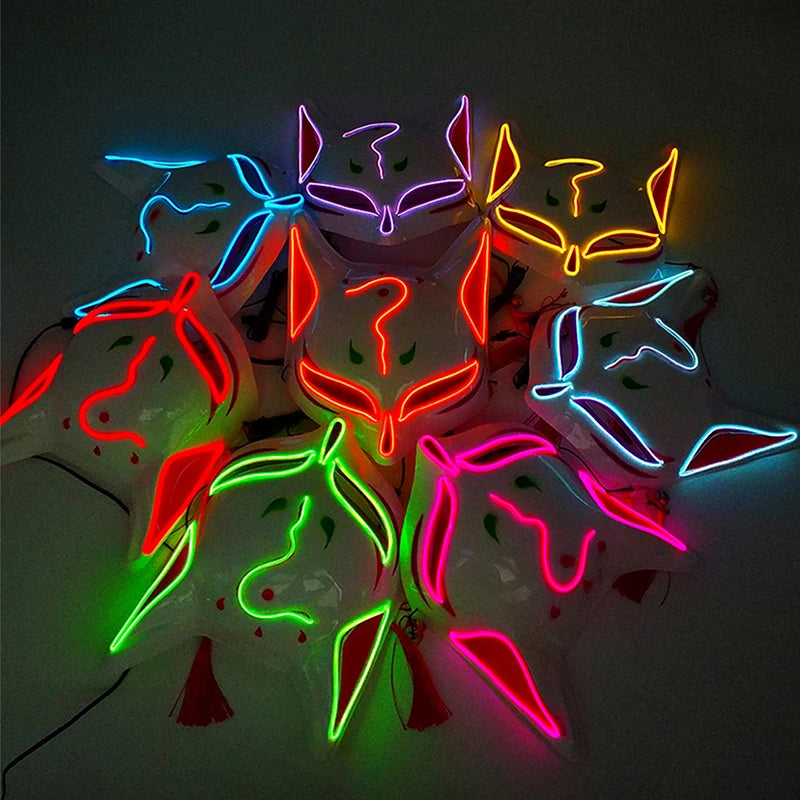 LED Neon Fox Mask – Light-Up Cosplay Mask with Multi-Flash Modes