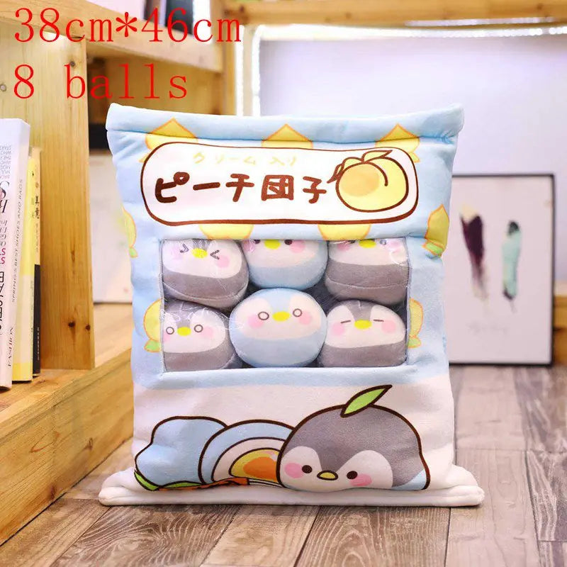 Pudding Adorable Plush Pillow Bag with Mini Animal Plushies – Perfect for Cuddling & Decor - Tokyowai