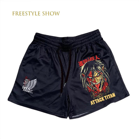 Attack On Titan Gym Shorts For Men Fitness - Tokyowai