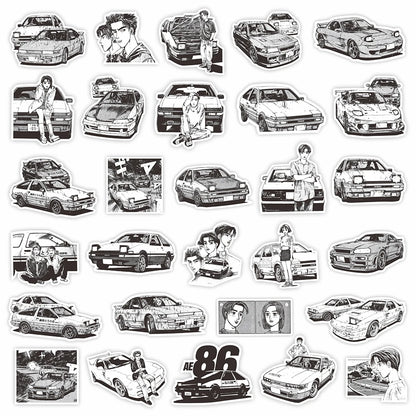 Initial D AE86 Manga-Style Car Stickers