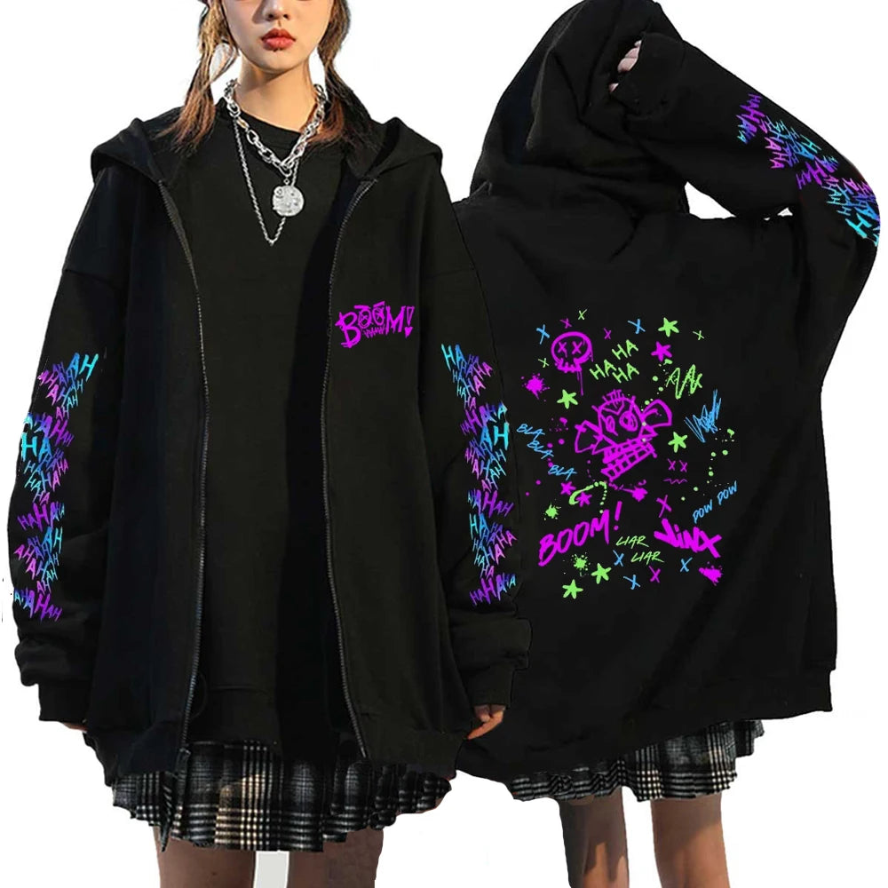 Arcane Jinx Graffiti Oversized Hoodie – Street Punk Edition