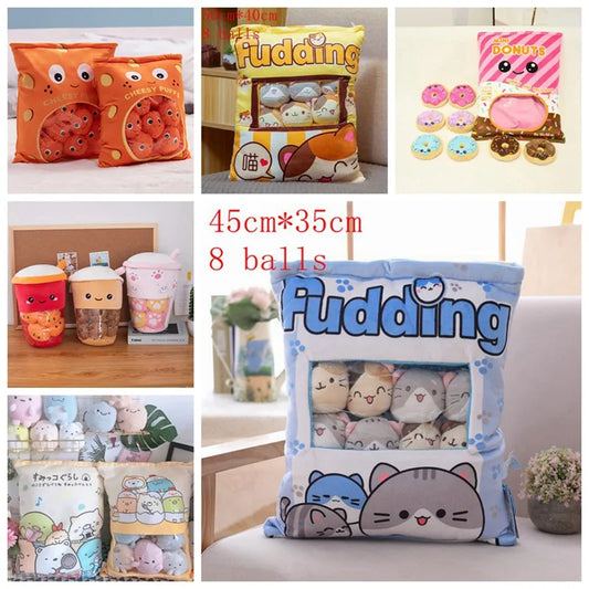 Pudding Adorable Plush Pillow Bag with Mini Animal Plushies – Perfect for Cuddling & Decor - Tokyowai