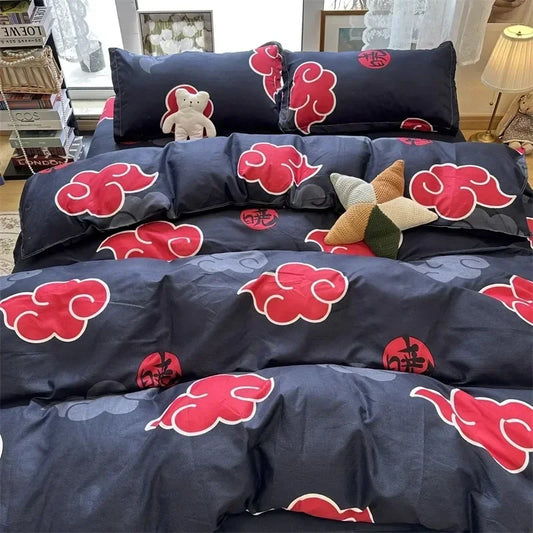 Naruto Akatsuki Cloud Bedding Set - Cozy Anime-Inspired Bedspread - Tokyowai