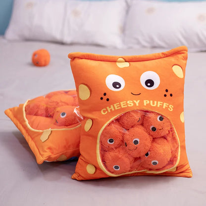 Pudding Cheesy Puffs Plush Pillow Set - Cuddle-Worthy Snack Plushies - Tokyowai
