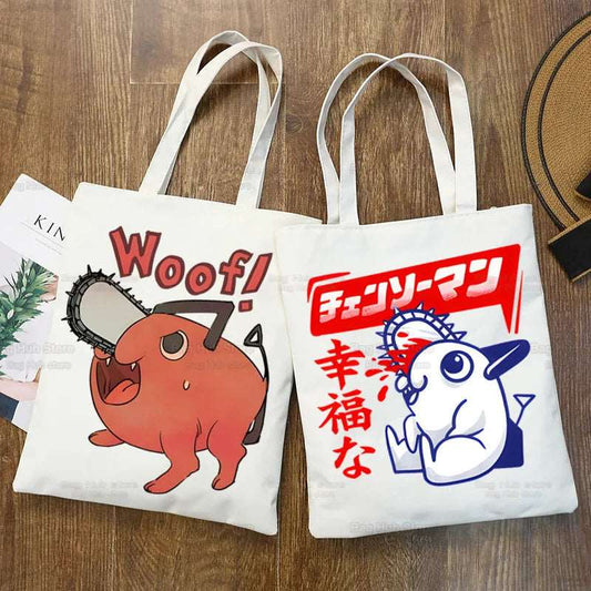 Chainsawman Kawaii Pochita Denji Canvas Shopping Bag - Tokyowai