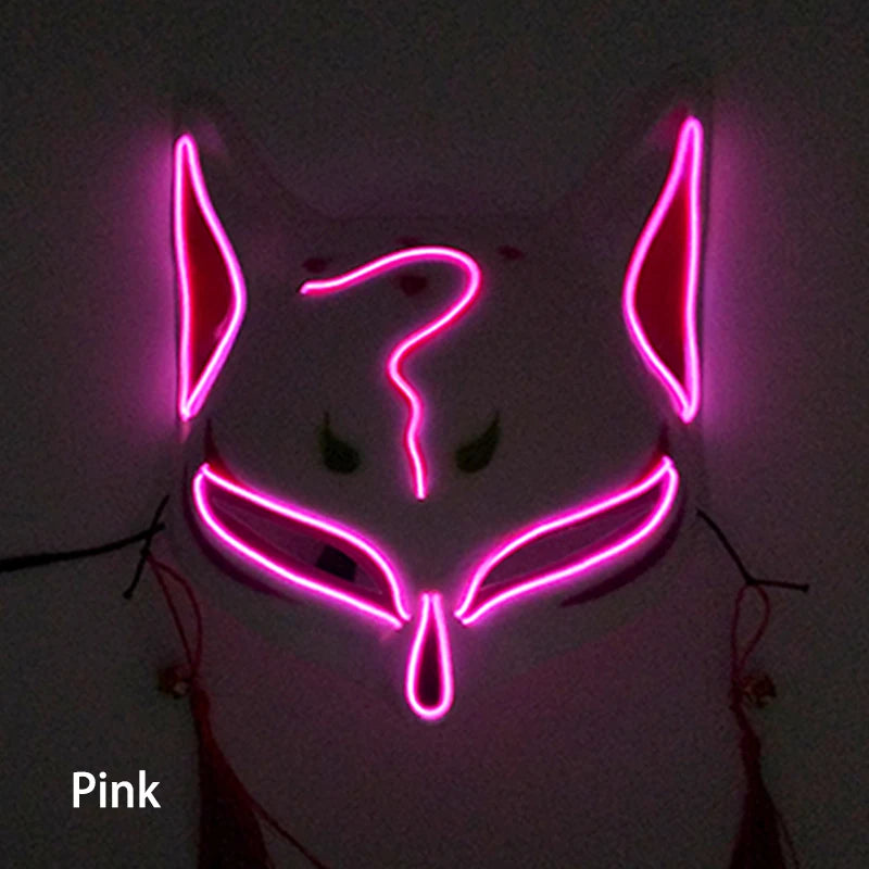 LED Neon Fox Mask – Light-Up Cosplay Mask with Multi-Flash Modes