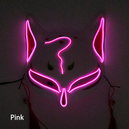 LED Neon Fox Mask – Light-Up Cosplay Mask with Multi-Flash Modes
