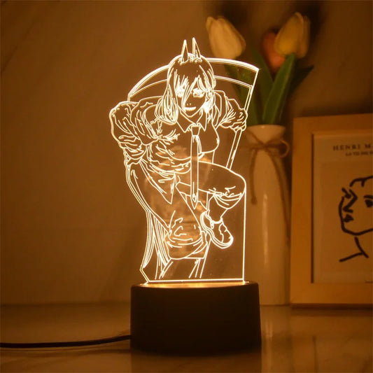 Chainsaw LED Night Lamp – Anime 3D Light Display - Tokyowai