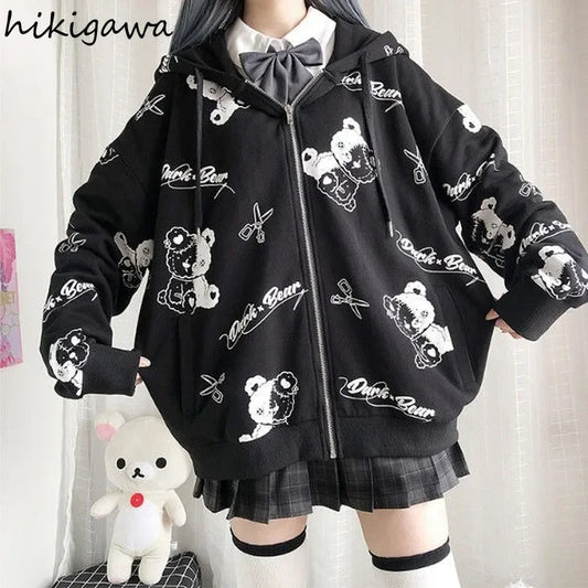 Kawaii Yami Kurokuma Hoodie – Gothic Harajuku Streetwear