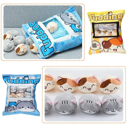 Pudding Plush Pillow Set with Cat Plushies - Tokyowai