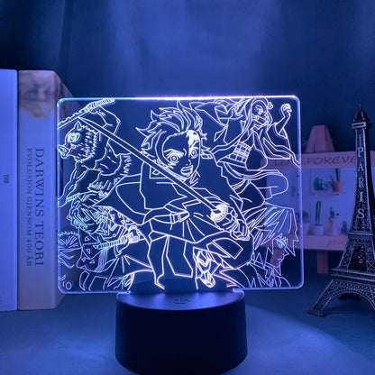 Demon Slayer LED Night Light Collection – 16-Color Anime Acrylic Lamps (37 Variants)