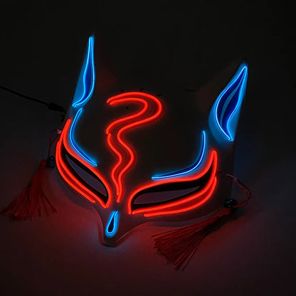 LED Neon Fox Mask – Light-Up Cosplay Mask with Multi-Flash Modes
