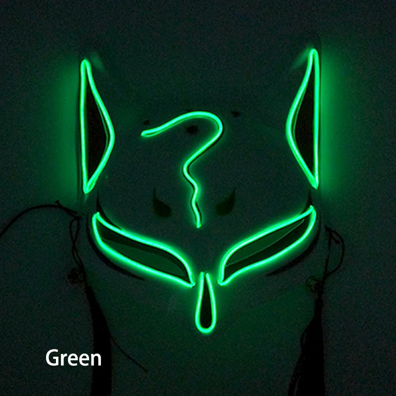 LED Neon Fox Mask – Light-Up Cosplay Mask with Multi-Flash Modes