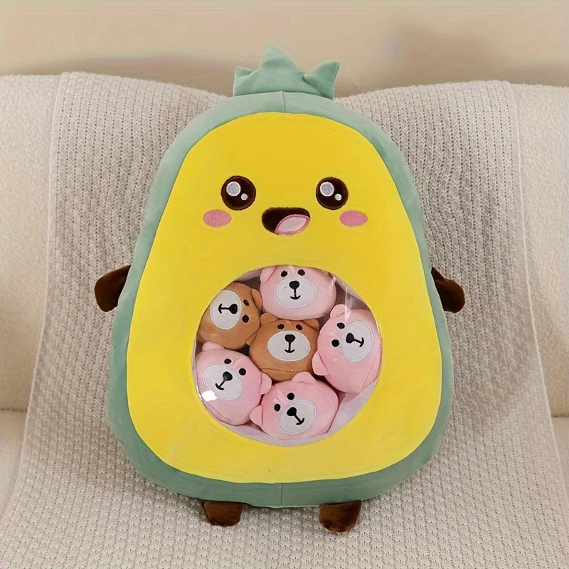 Pudding Cute Fruit & Animal Plush Pillow with Mini Plush Balls - Tokyowai