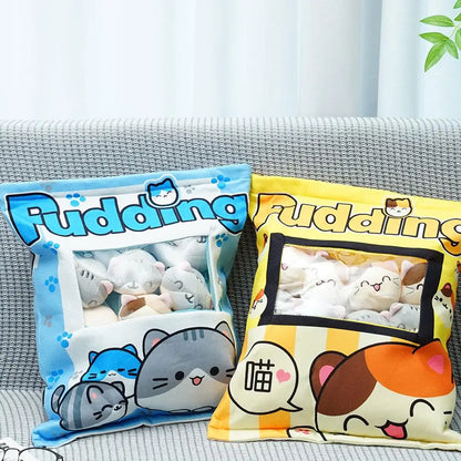 Pudding Plush Pillow Set with Cat Plushies - Tokyowai