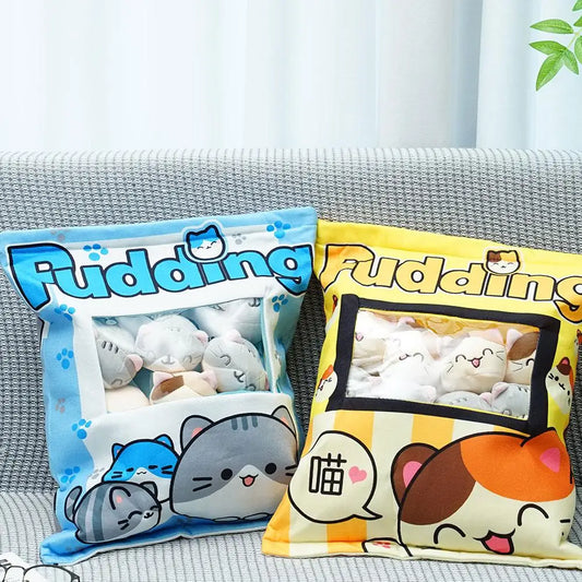 Pudding Plush Pillow Set with Cat Plushies - Tokyowai