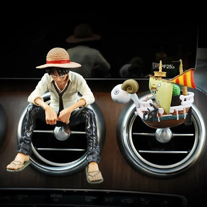 One Piece Car Vent Figures – Luffy & Ship Clip-On Decorations