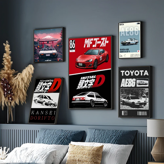 Initial D AE86 Wall Art Poster Set