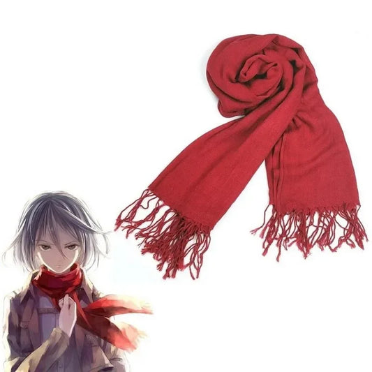 Mikasa Ackerman Cosplay Scarf – Attack on Titan Red Knit Replica