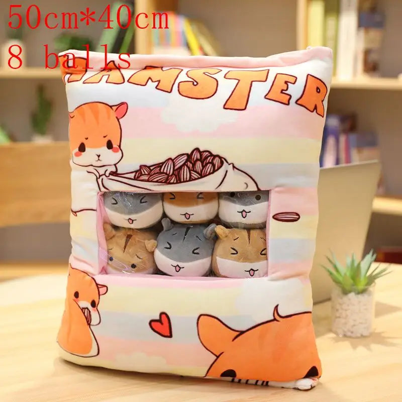 Pudding Adorable Plush Pillow Bag with Mini Animal Plushies – Perfect for Cuddling & Decor - Tokyowai