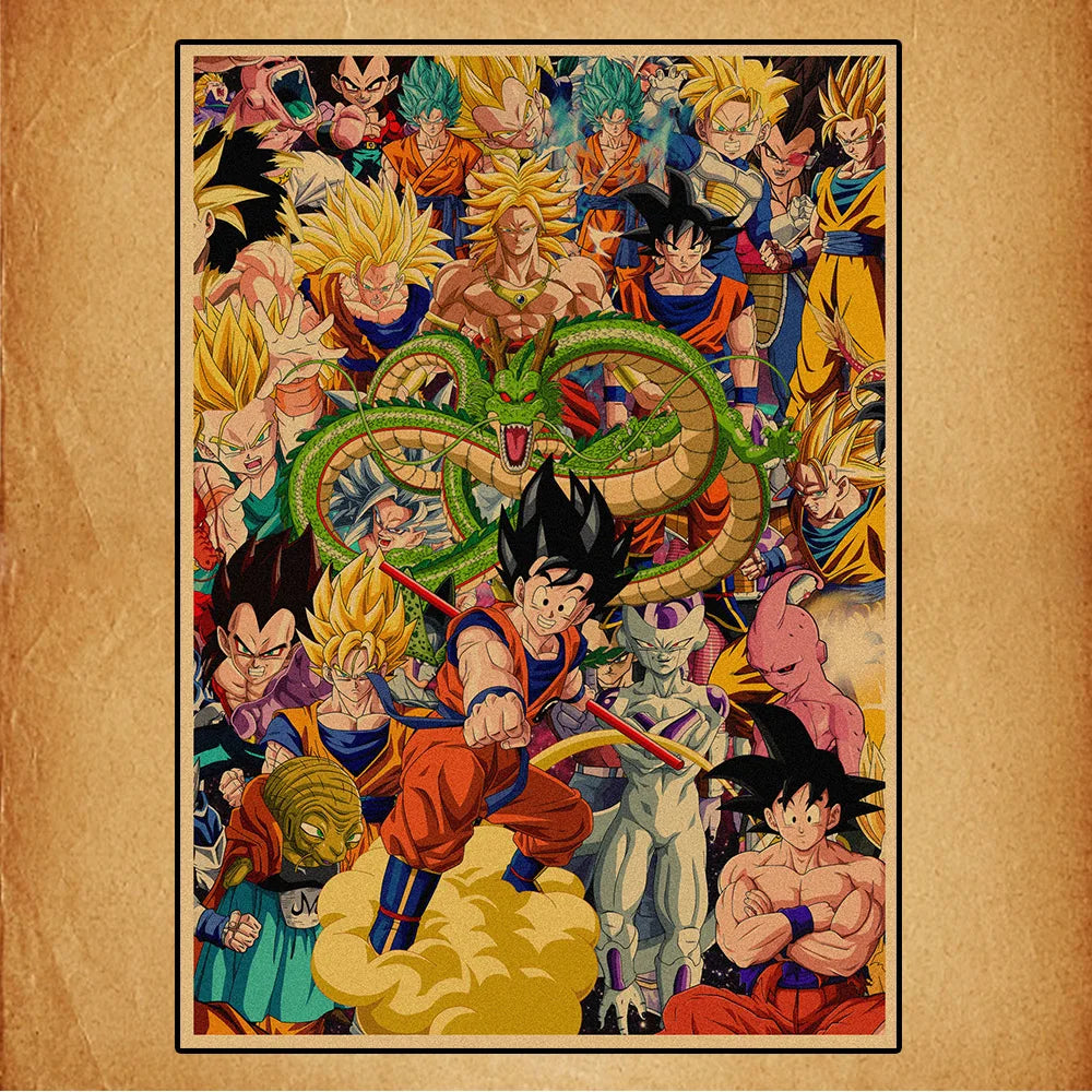 Dragon Ball Retro Poster Set – Unframed Wall Art Prints