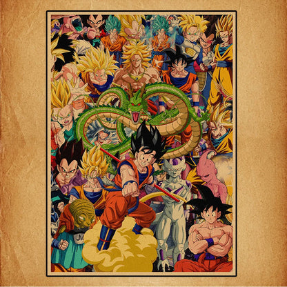 Dragon Ball Retro Poster Set – Unframed Wall Art Prints