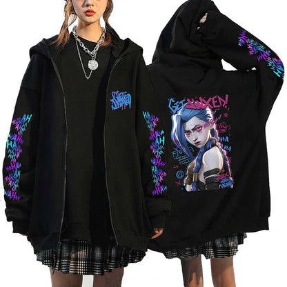 Arcane Jinx Graffiti Oversized Hoodie – Street Punk Edition