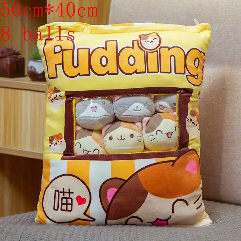 Pudding Adorable Plush Pillow Bag with Mini Animal Plushies – Perfect for Cuddling & Decor - Tokyowai
