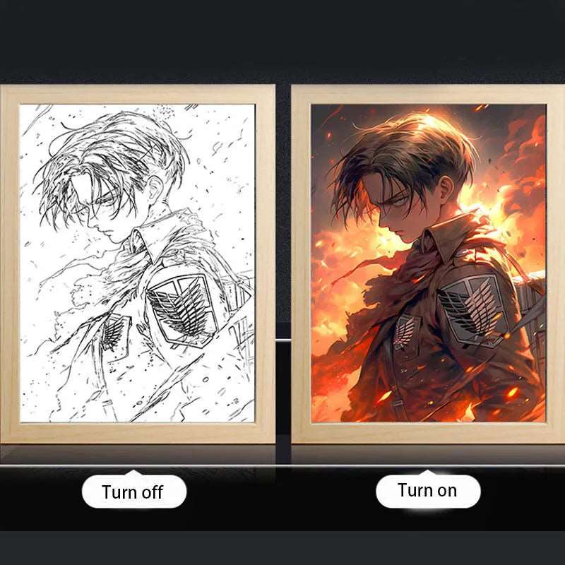 Attack on Titan LED Art Frame – Illuminated Anime Decor for Fans - Tokyowai