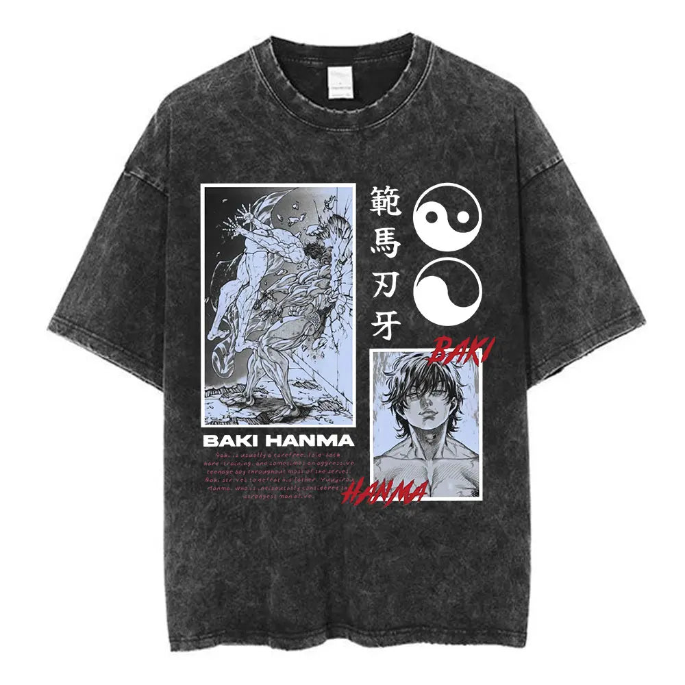 Vintage Washed T Shirt Baki The Grappler T-shirt