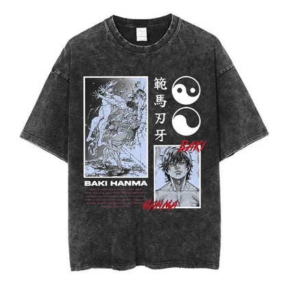 Vintage Washed T Shirt Baki The Grappler T-shirt