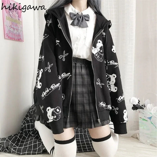 Kawaii Yami Kurokuma Hoodie – Gothic Harajuku Streetwear