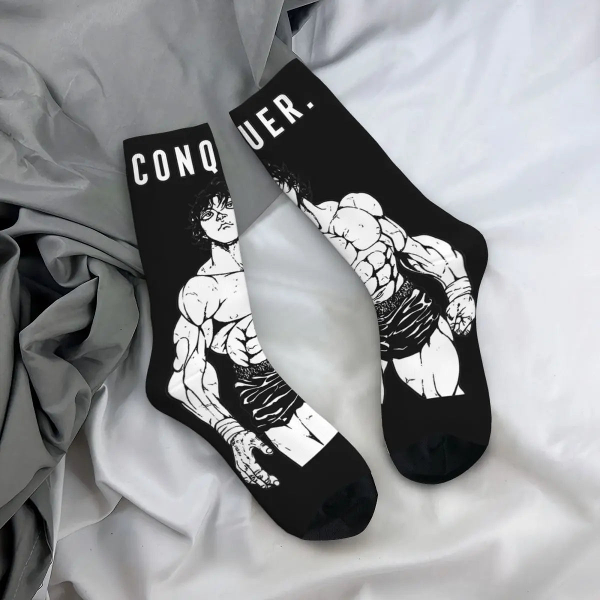 Baki “Conquer” Compression Crew Socks – Seamless Cushioned Fit (1 Pair)