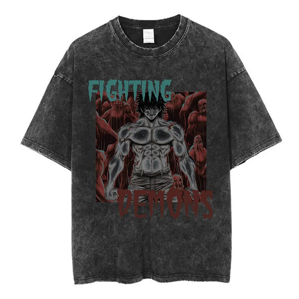 Vintage Washed T Shirt Baki The Grappler T-shirt