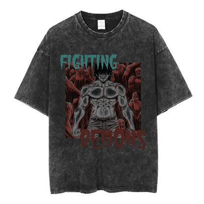 Vintage Washed T Shirt Baki The Grappler T-shirt