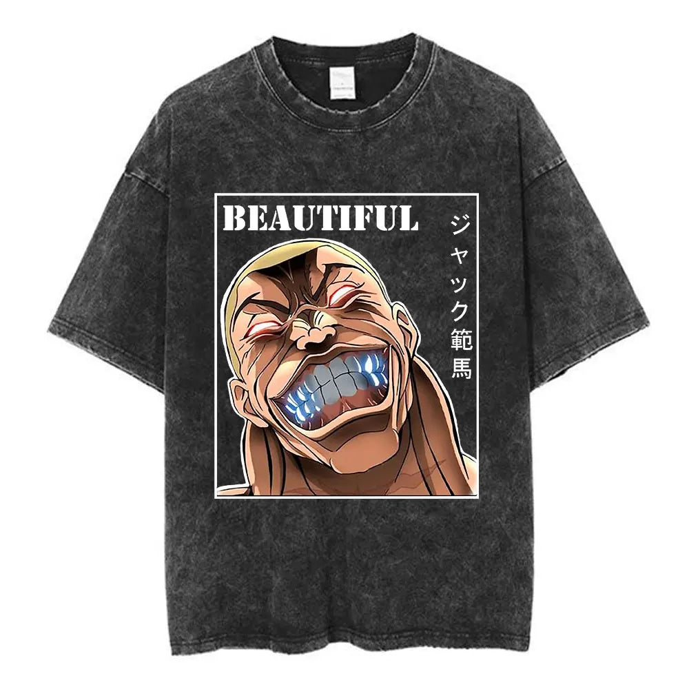 Vintage Washed T Shirt Baki The Grappler T-shirt